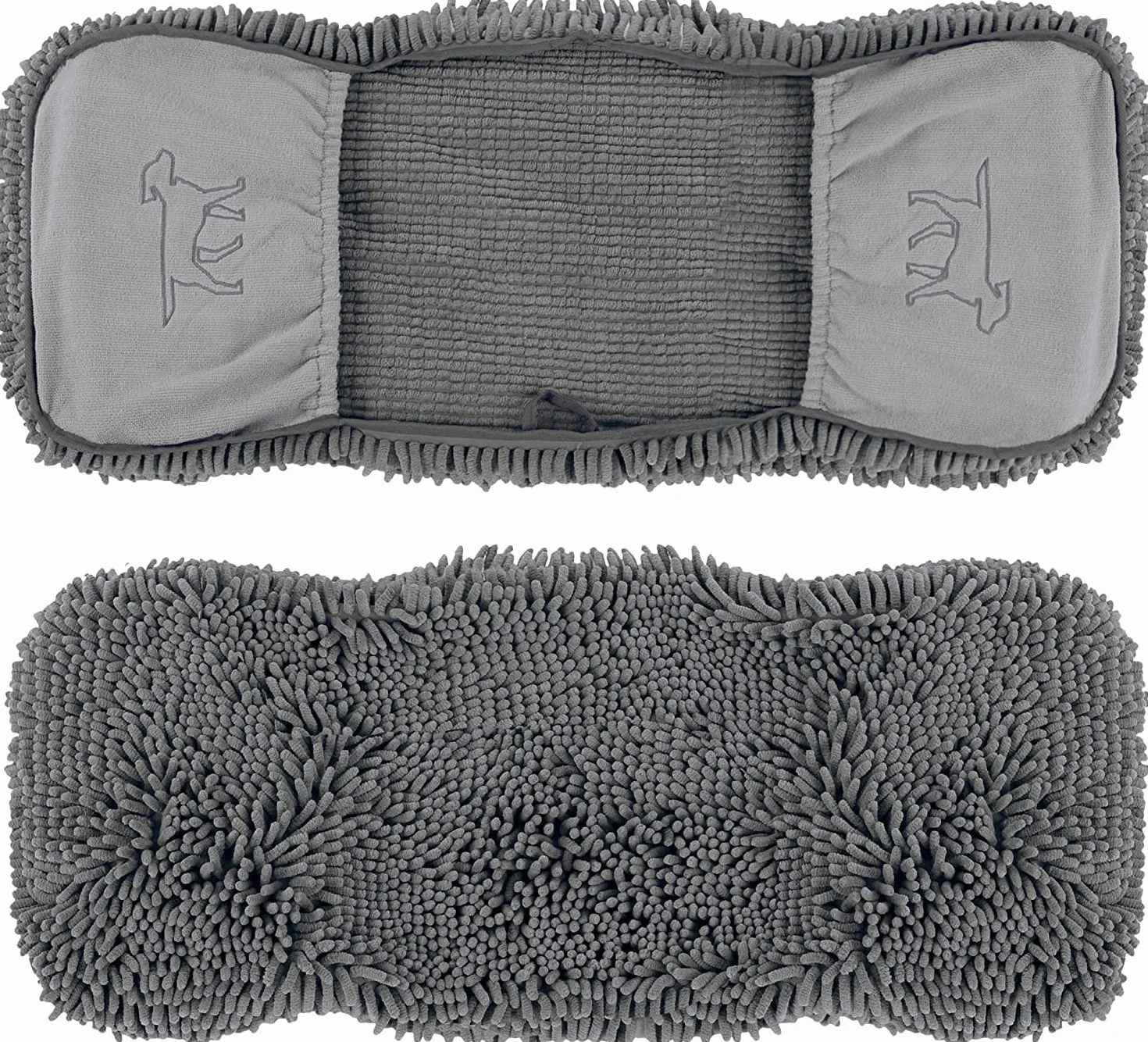 Tuff Pupper Asciugamano ad Asciugatura Rapida per Cani Fondello in Microfibra Ultra Assorbente | Dimensioni Extra Large 85x35 cm per Tutte Le Razze | Comode Tasche per Le Mani