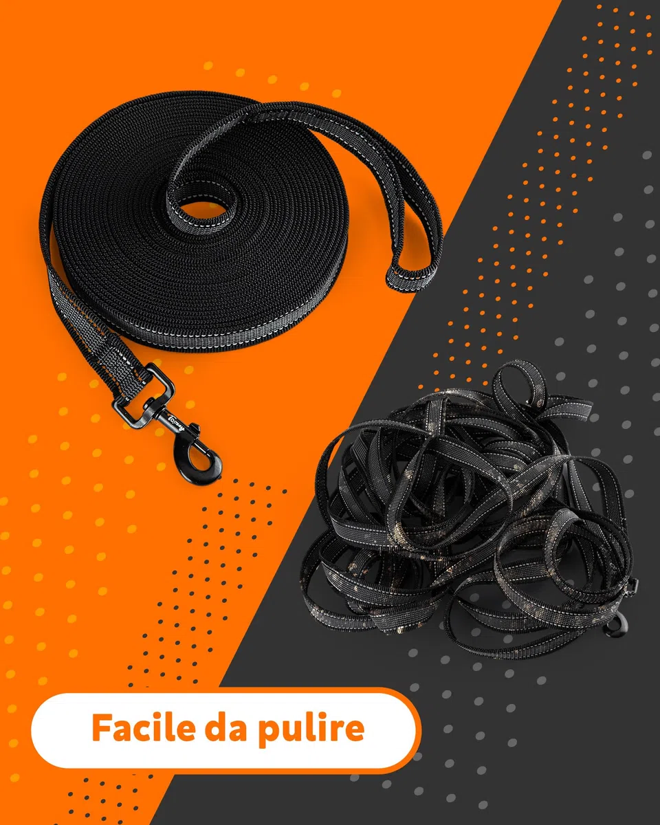 Toozey Lungo Guinzaglio per Cani Piccoli a Grandi e Medi con Gomma Antiscivolo e Strisce Riflettenti, 5m 10m 15m 20m Lunghina Cane Addestramento in Nylon Morbido e Resistente, 10m x 2,5cm