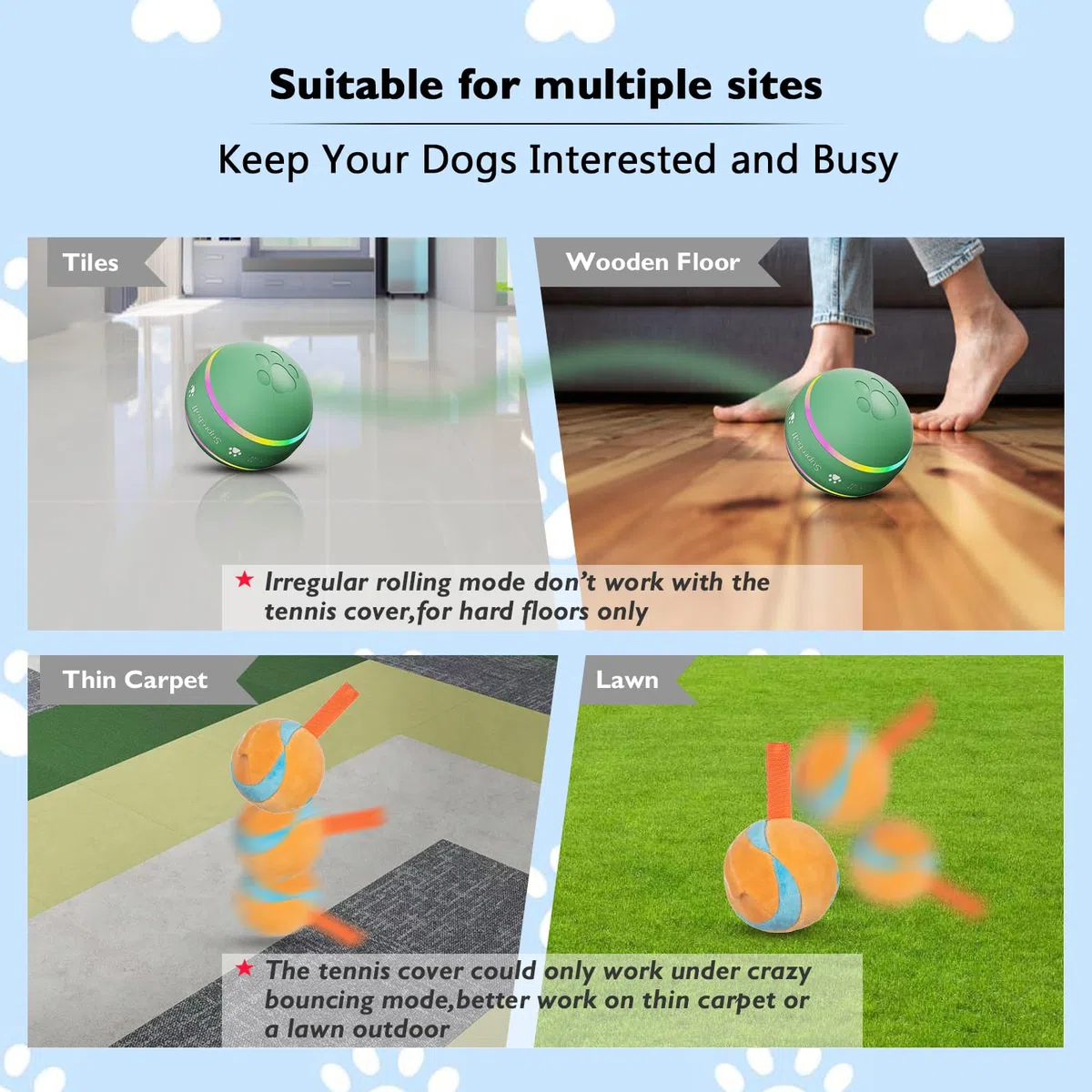 Petiepaw Giocattoli interattivi per cani, palla rotante automatica resistente per cuccioli/cani piccoli/medi, ricaricabili USB (verde)