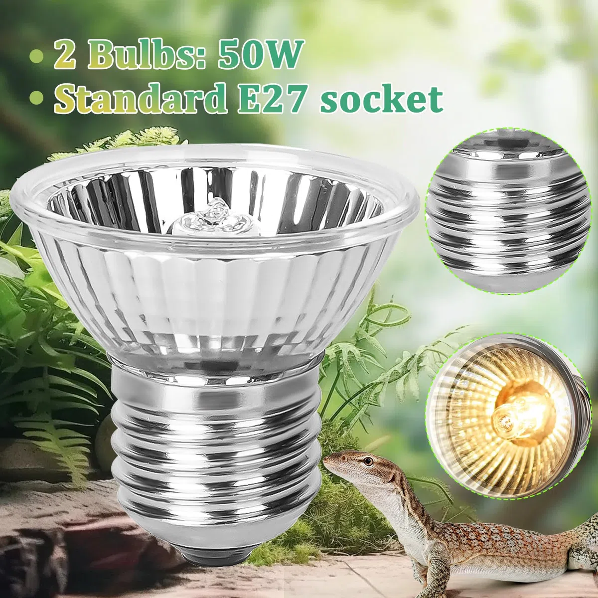 LURICO Lampada uvb Tartarughe, Lampada Rettile e Anfibio con 2 Lampadine UVA UVB, Interruttore Timer Regolabile, Lampadina Riscaldante con Morsetto Rotante a 360 ° per Tartarughe Rettili Lucertole