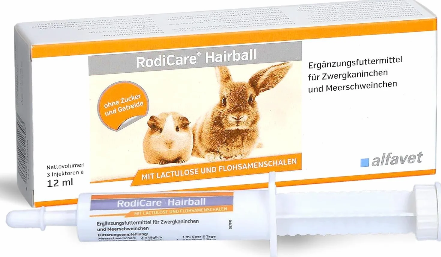 Alfavet RodiCare Hairball (3 x 12 ml) – Supporto nutrizionale per l’eliminazione naturale dei boli di pelo in conigli nani e porcellini d’India – con siringa dosatrice