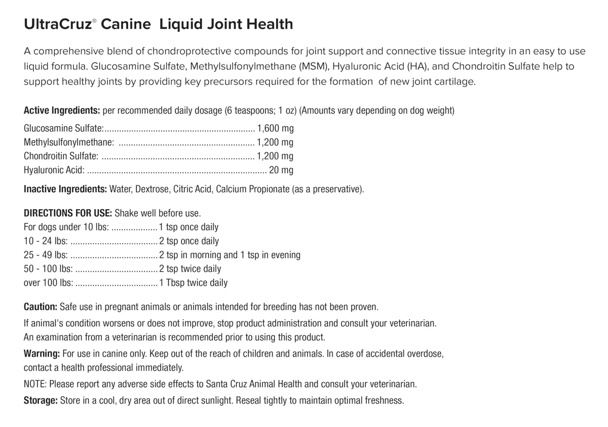 UltraCruz Integratore per la salute delle articolazioni liquide canine, 1 gallone