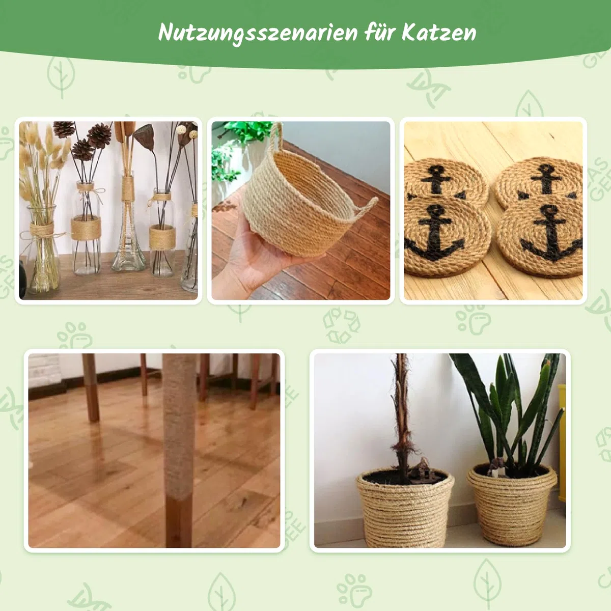 Corda in sisal per tiragraffi 8 mm x 30 m, corda in sisal naturale, per tiragraffi, ricambio per gatti, tiragraffi, corda in sisal per albero tiragraffi, decorazione di case, bianco