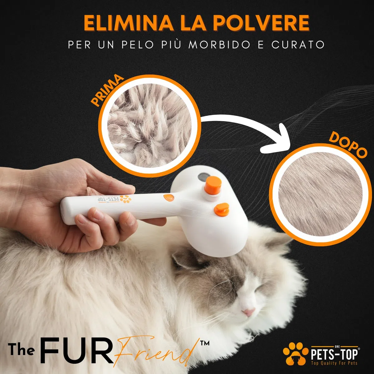 One PETS-TOP Spazzola A Vapore per Gatti – Spazzola Per Gatti Cani – Pelo Lungo e Corto – Lisciatura Autopulente – Vapore per Rimuovere Peli Aggrovigliat – Cat Steamy Brush