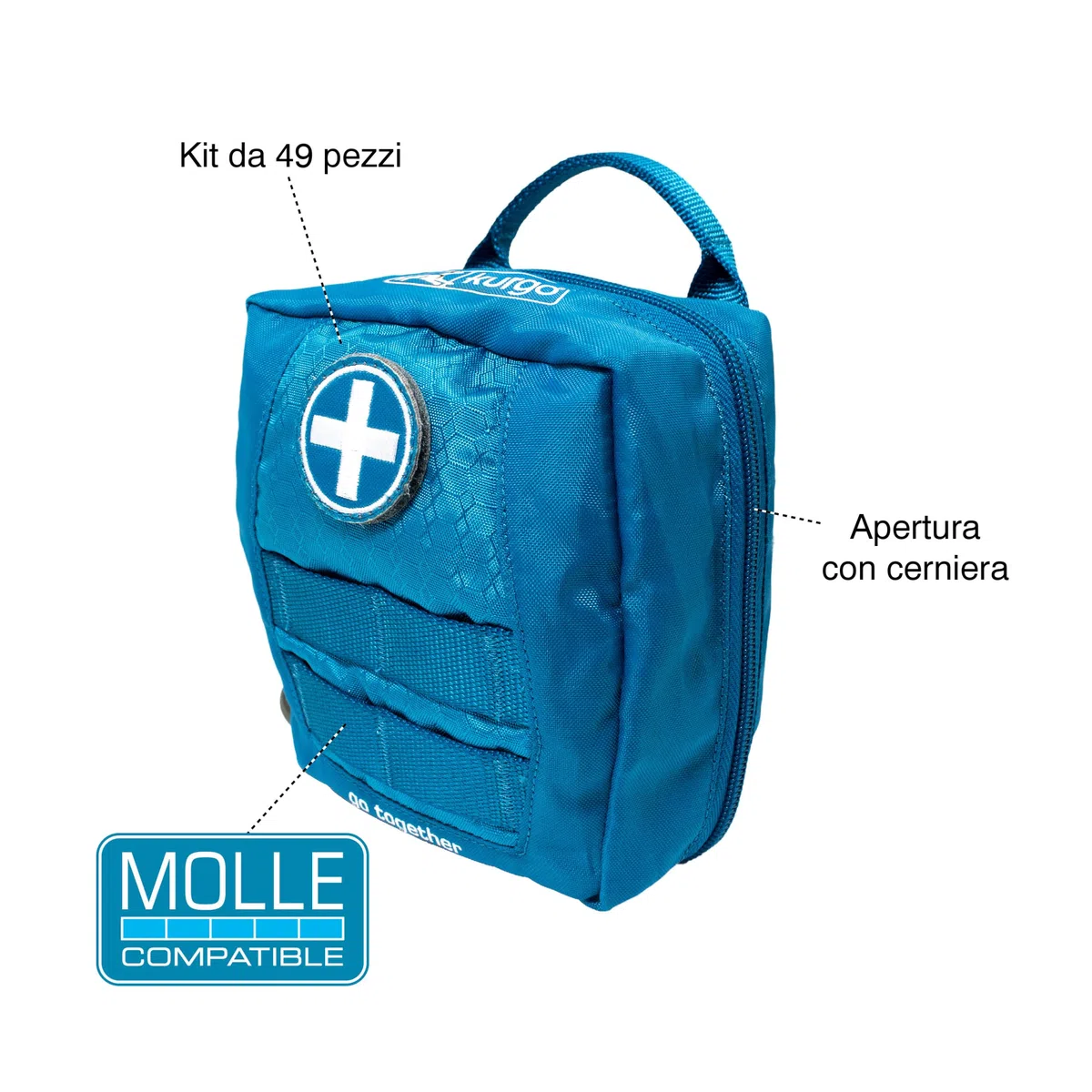 Kurgo RSG - Kit di Primo Soccorso per Cani - Formato Compatto per Attività all’Aperto e Trekking con Custodia Compatibile MOLLE e Tasca ad Apertura Facile