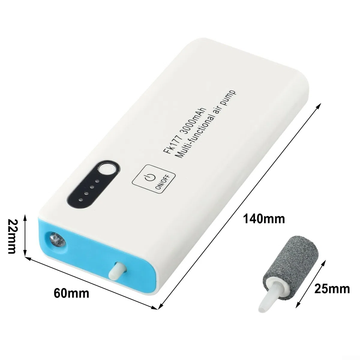 Aeratore portatile da pesca, pompa di ossigeno di ricarica USB, compatto e