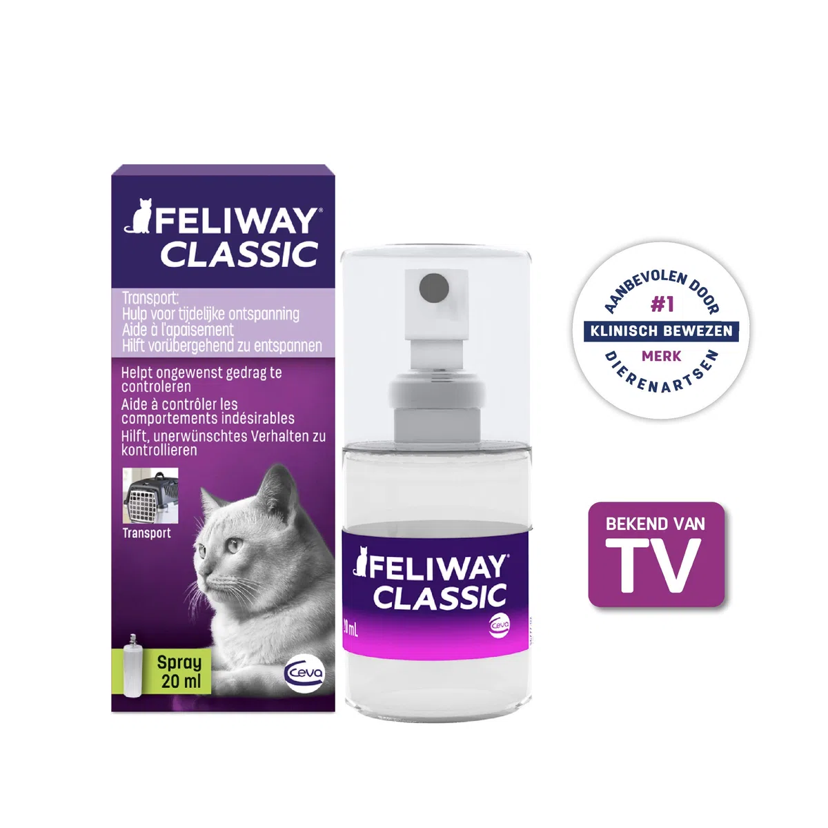FELIWAY Classic Transport Spray per Gatti | Viaggi e Trasporto Senza Stress | Assicura Un rilassamento Durante l'applicazione mirata Contro Le marcature urinarie e i Graffi | 20 ml