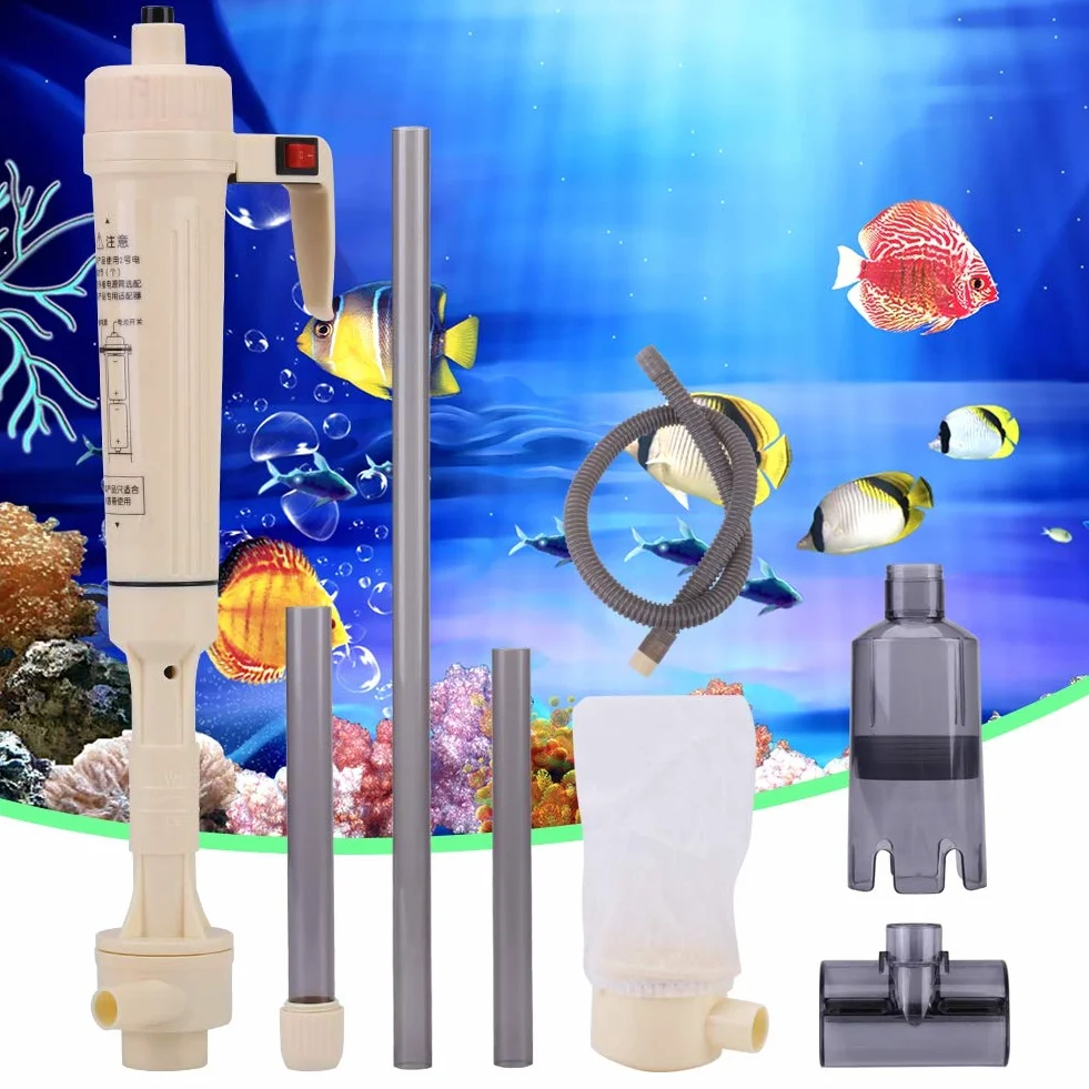 Sifone Elettrico per Acquario,Sifone Acquario Pulitore Aspiratore, sifone Vuoto dell'acquario di Ghiaia, Sifone Aspirarifiuti per Pulizia Fondo Acquario Cambio Acqua