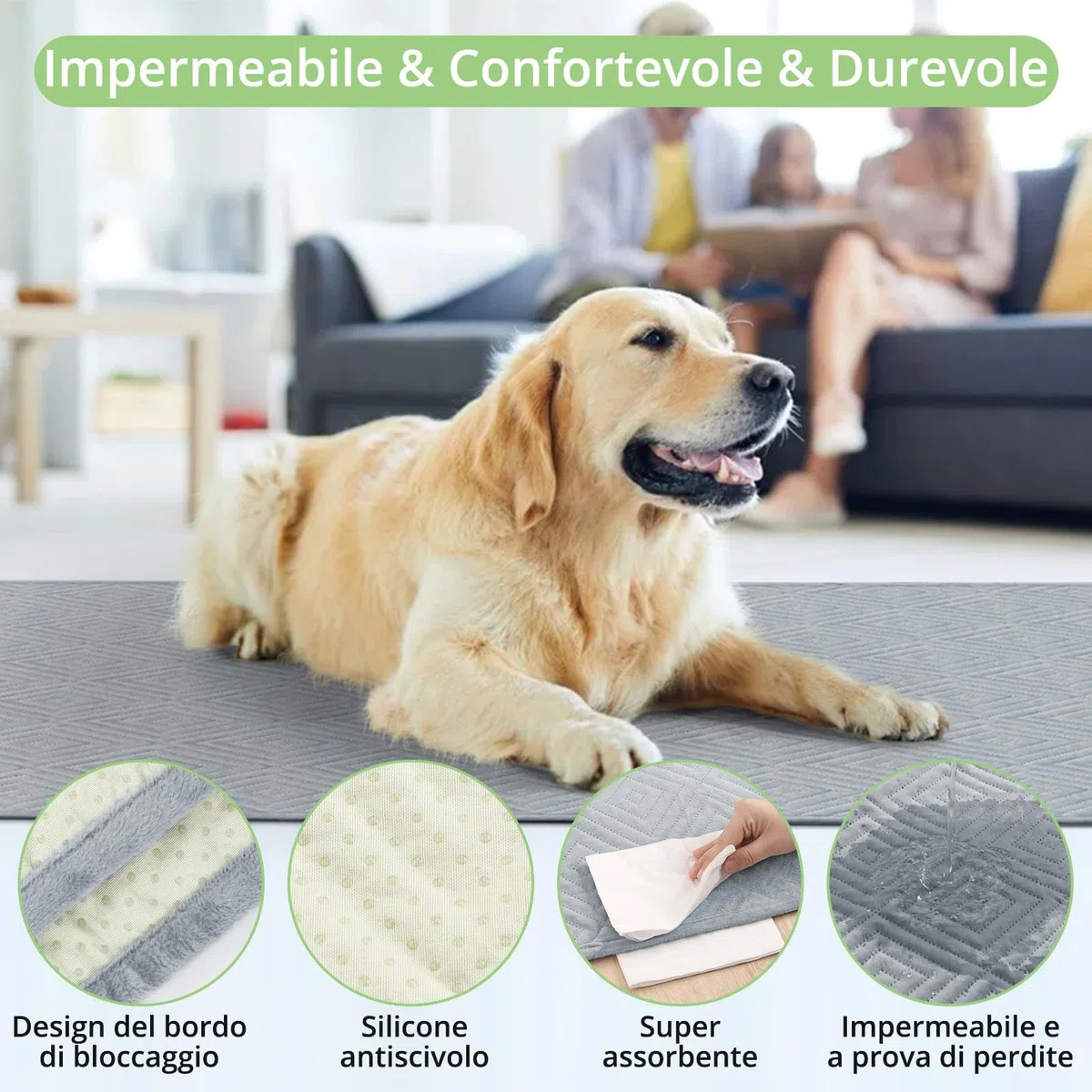 2 Pezzi Tappetini Lavabili per Cani,Tappetini per Addestramento Cuccioli, Antiscivolo,a Prova di Perdite e Riutilizzabili,70x100 cm(27 inx39 in),per Cani Gatti