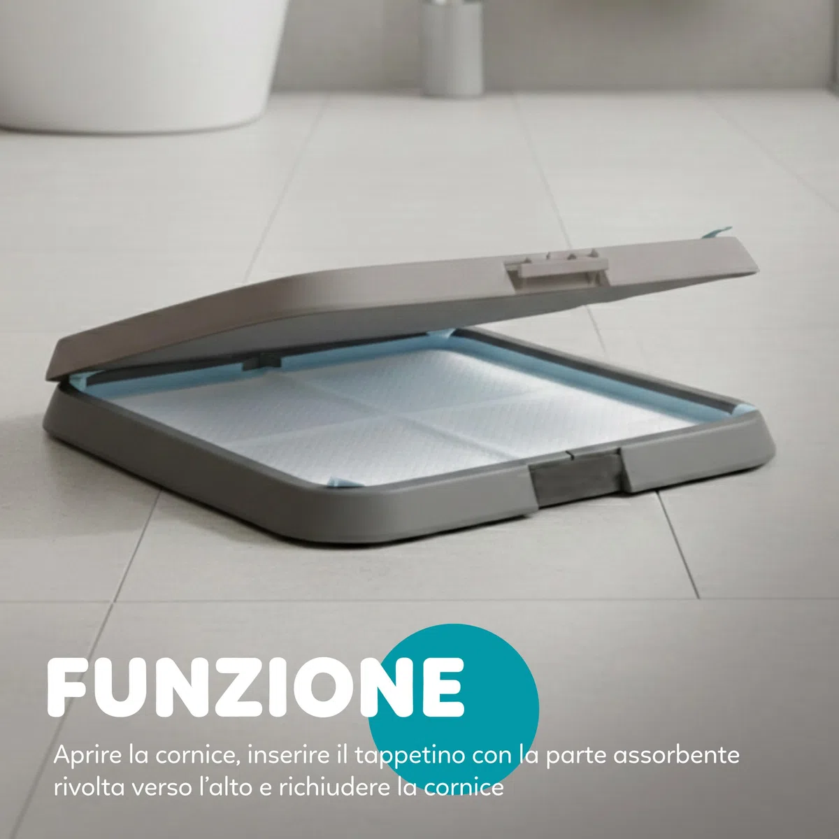 AqpetFriends Lettiera per Cani con Vassoio Porta Tappetini Assorbenti 60x60 cm, Base Antiscivolo per Traversine Igieniche, Ideale per Addestramento Cuccioli e Uso Domestico