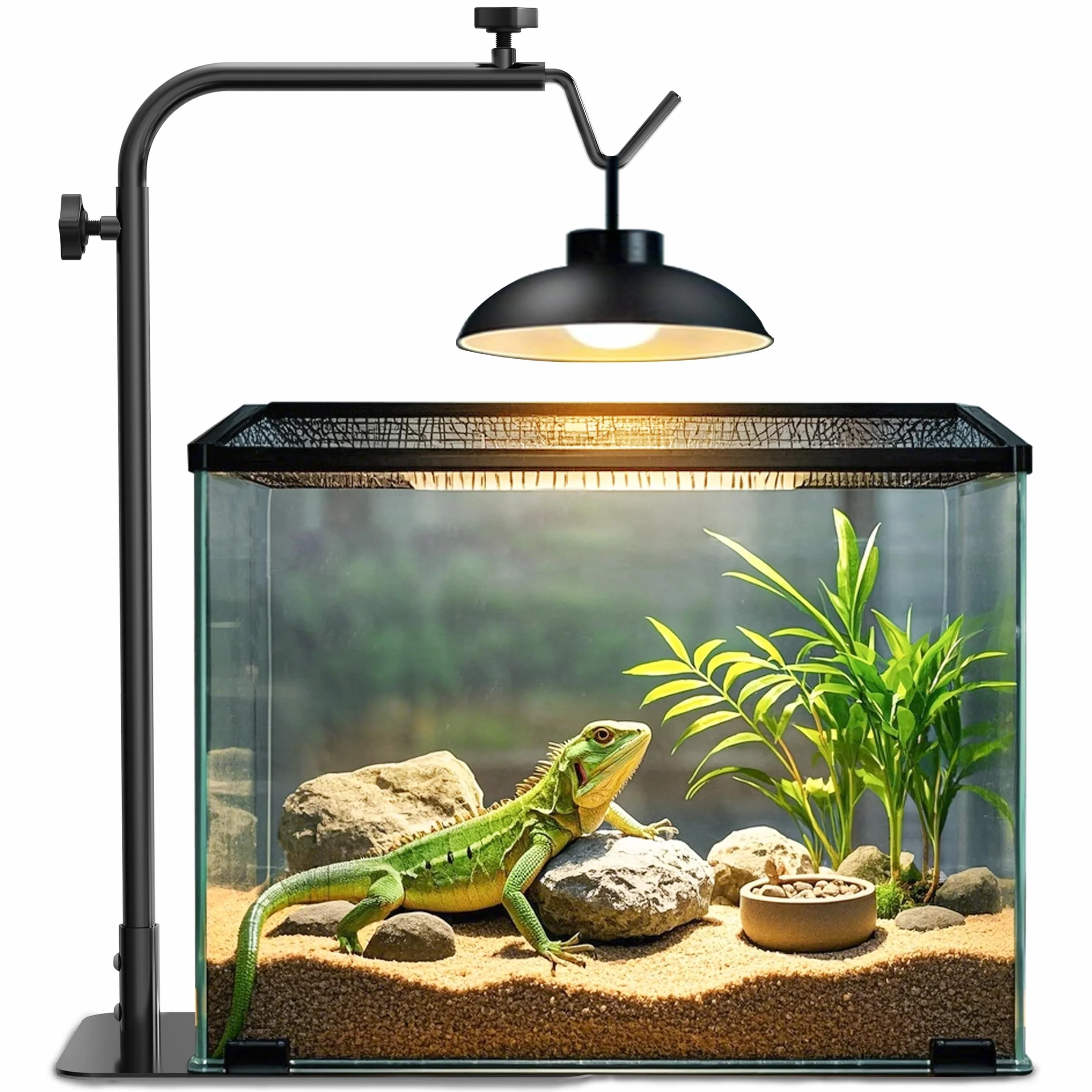 Josmimic supporto lampada riscaldante per rettili regolabile 45,7–81,3 cm con base pesante, per pogona tartaruga serpente lucertola, lampade a cupola per terrario acquario