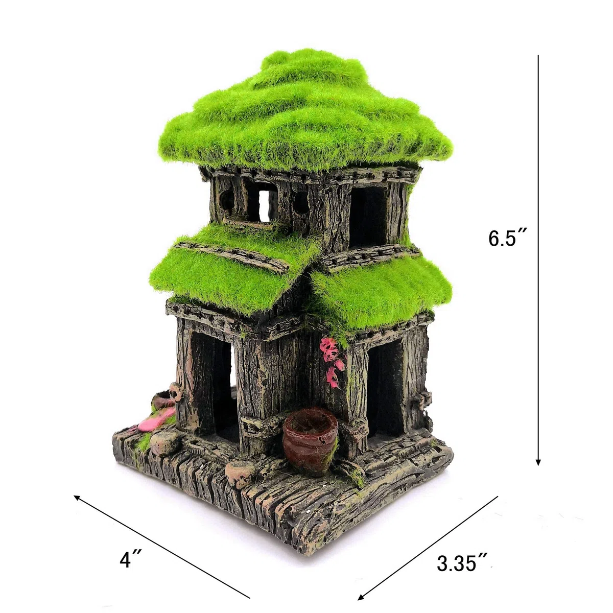 M2cbridge Decorazione per acquario, casetta per pesci Betta con muschio verde realistico (stile 3)