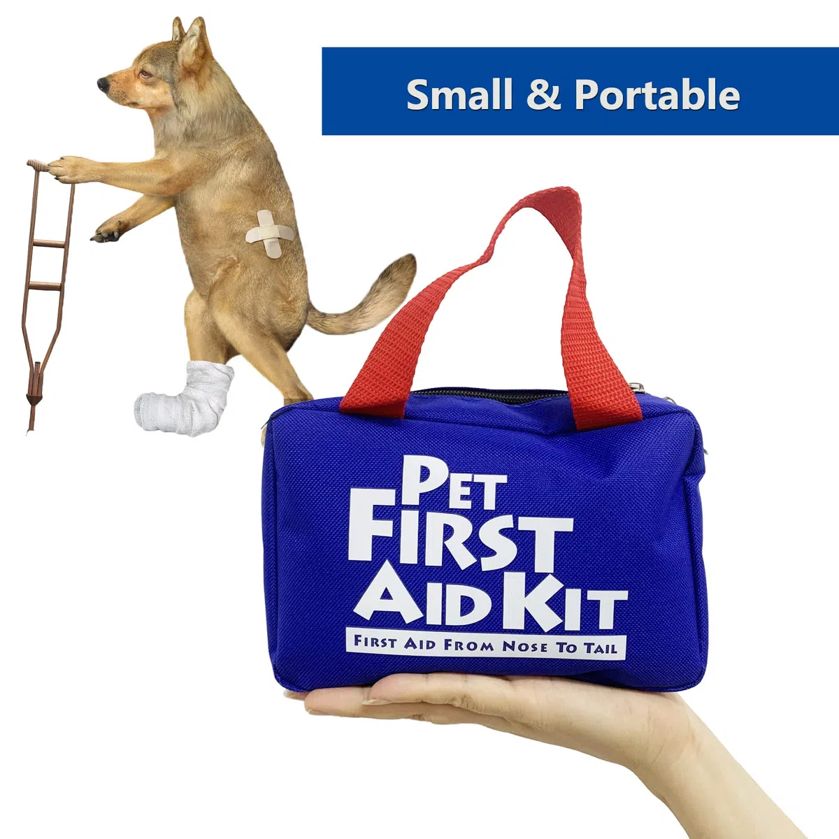 FMJI Kit di Pronto Soccorso per Animali Domestici per Cani e Gatti, 63 Pezzi Borsa di Sopravvivenza di Emergenza per Animali Domestici per Escursioni all'aperto Campeggio Emergencie