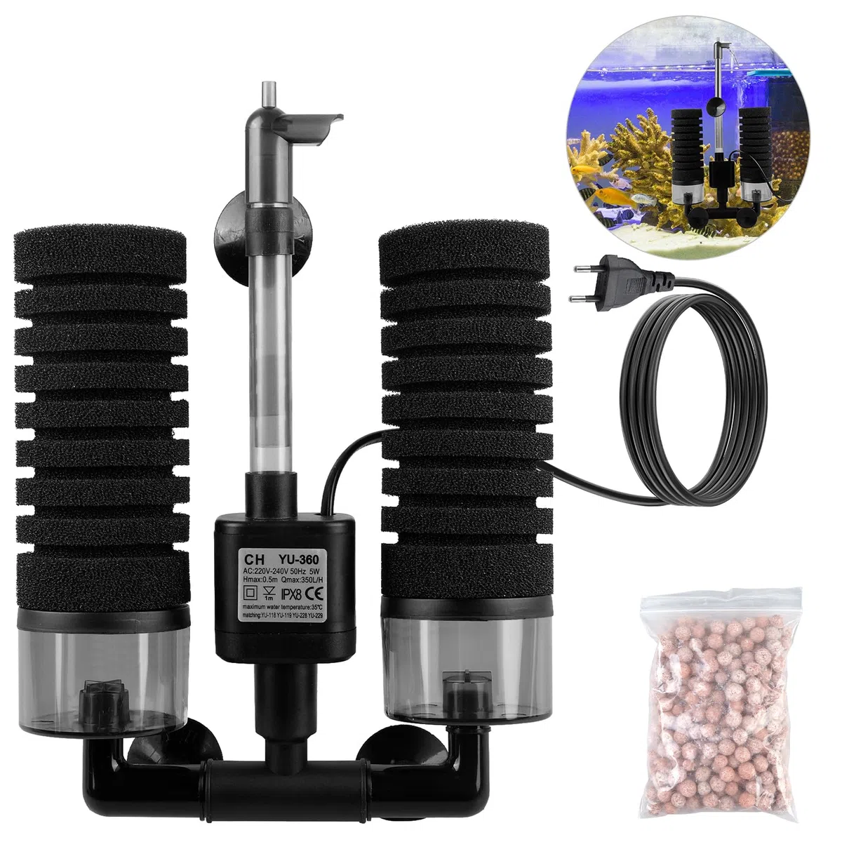 Filtro in spugna per acquario, filtro in schiuma silenziosa, filtro per acquario con sfera filtrante, filtro elettrico per acquario, filtro a doppia spugna, filtro per acquario, filtro meccanico