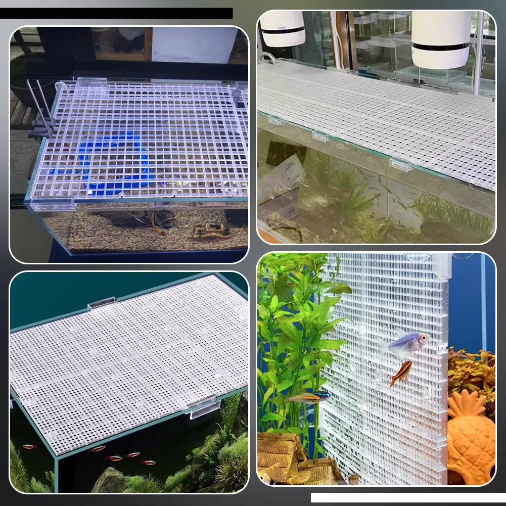 BENECREAT 6 pz Coperchio Trasparente per Acquario, Copertura Superiore per Acquario Quadrato da 29.7x29.7x0.7cm, Pannello Isolante in Griglia di Plastica con 6 Clip per Pannello di Copertura