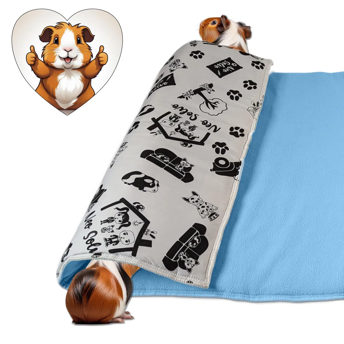 Tappetino da gioco in pile per porcellini d'India e conigli - Tutto in uno, è una coperta, un tunnel gigante, una casa, un cuscino e un letto - 50 cm x 60 cm - Verde