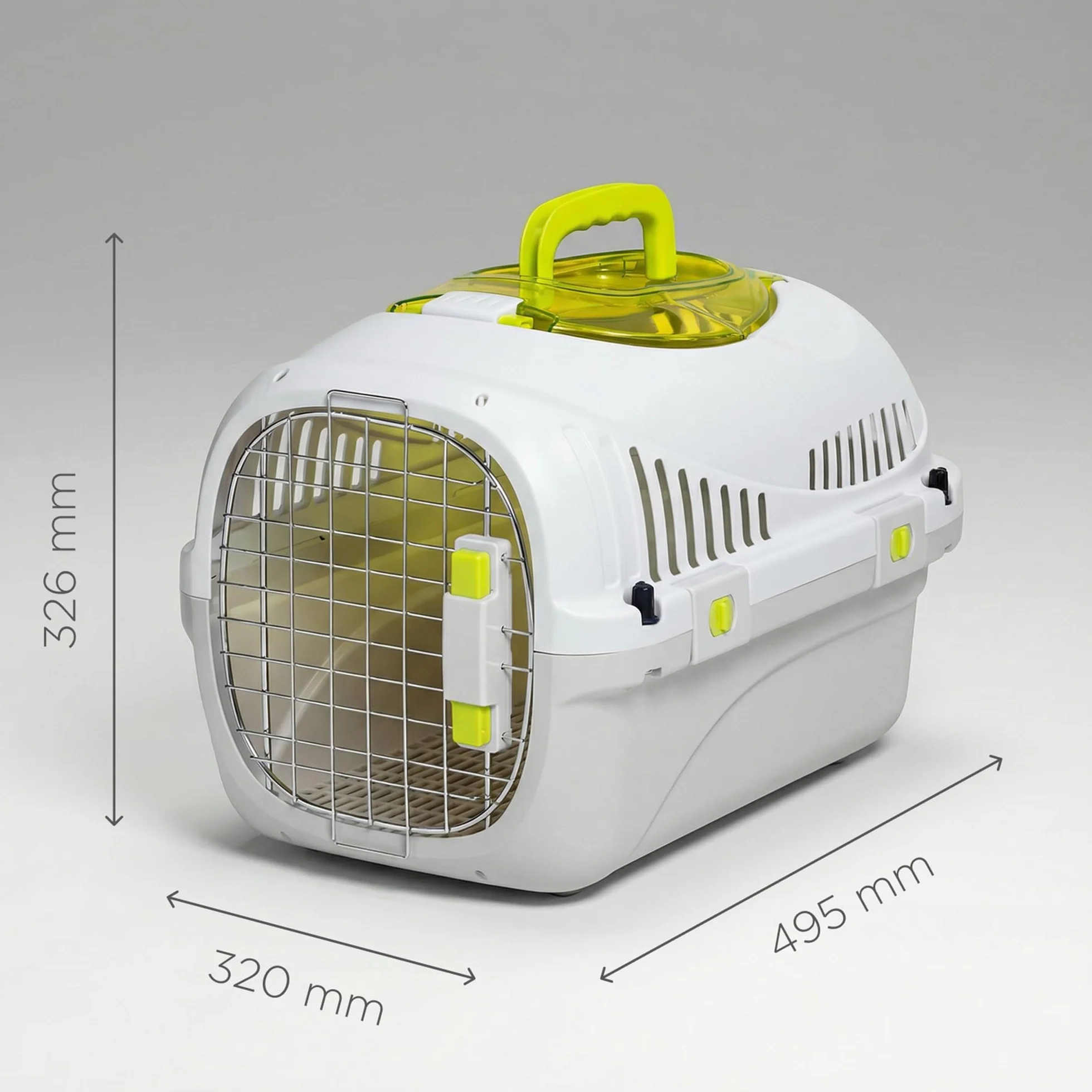 SAFY Trasportino Rigido per Gatti e Cani fino a 5 kg per Auto, Ventilato, Facile da Pulire, con Apertura Superiore per Controllo, Maniglia, Porta in Metallo con Doppia Sicura e Ciotola Inclusa