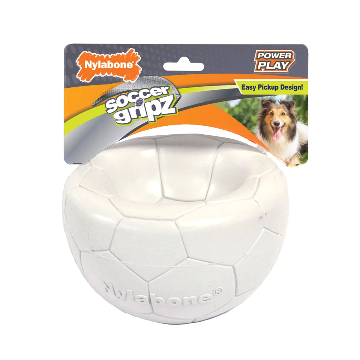 Nylabone Power Play Gripz - Palla da calcio per cani, con design facile da raccogliere, misura media, 14 cm