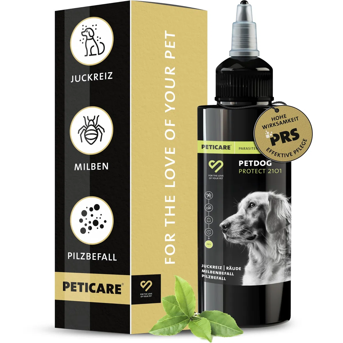 Peticare Lozione Acari Cani – Scudo Sollievo Immediato Prurito e Funghi – Senza Insetticidi – con Olio di Cocco e Camomilla – Cura Antiparassitaria