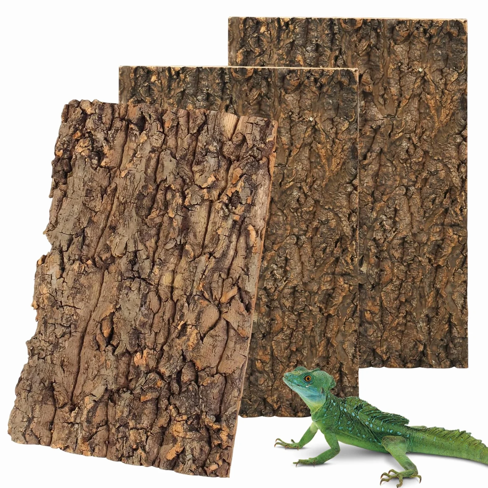 Corteccia di sughero, 3 pezzi, per terrario, in sughero, decorazione per albero, corteccia di sughero, per rettili, come Geco, Bartagame e tartarughe, 15 x 30 cm
