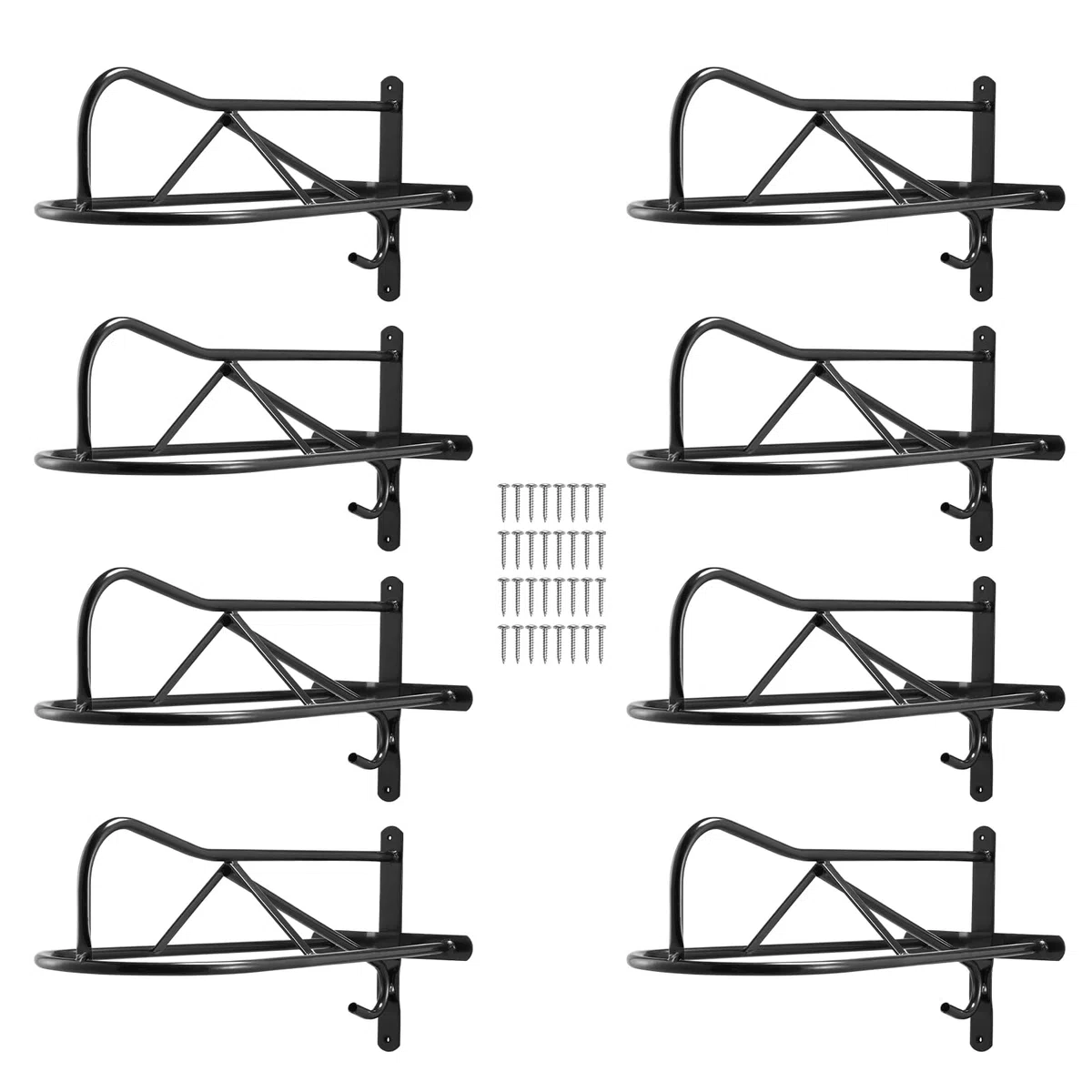 VEVOR Portasella a Parete 580 x 223 x 270 mm Portasella per Cavalli da 8 Pezzi con Barra Imbottita, Supporto per Sella Portatile per Selle Inglesi Occidentale, Deposito per Finimenti per Cavalli, Nero