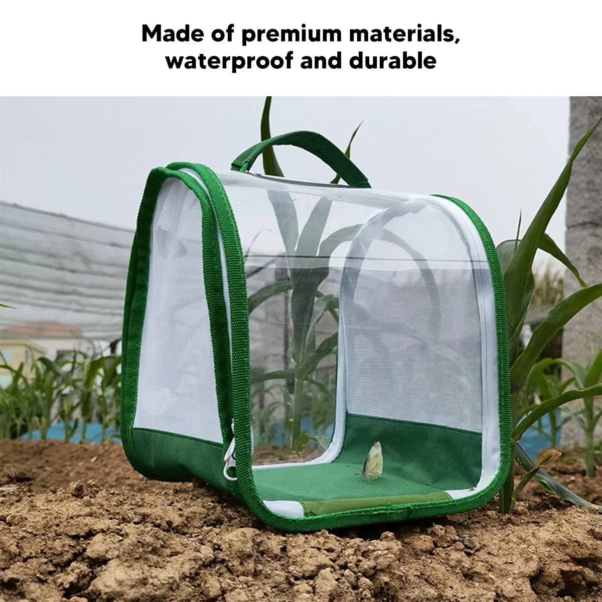 Gabbia Farfalla Monarca, Habitat Insetti Trasparente con Maniglia Portatile, Recinzione Pop-up Pieghevole per Uso Interno ed Esterno, Dimensioni 7.9x7.9x8.9 Pollici