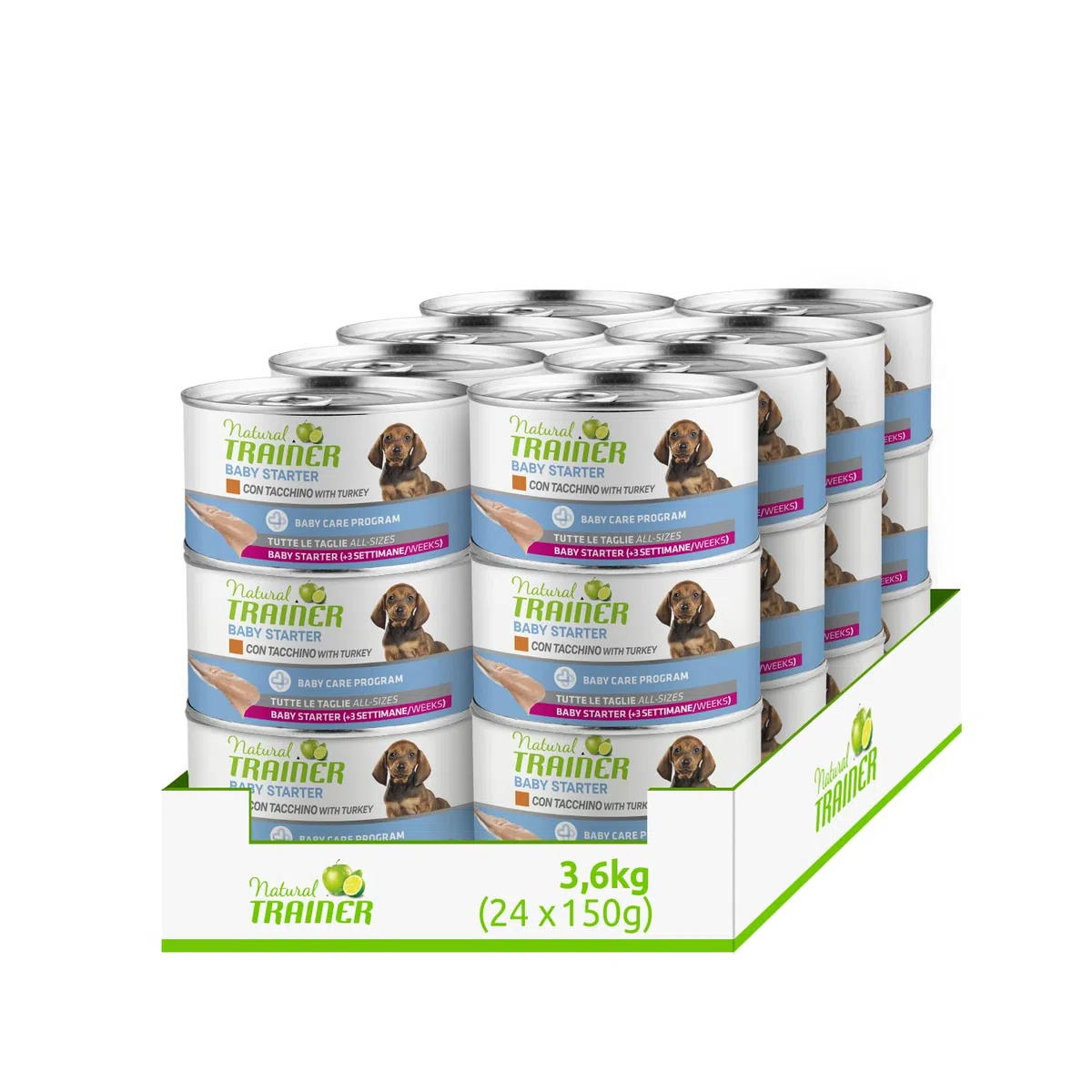 Natural Trainer All Size Baby Starter - Cibo Umido per Cani con Tacchino 24 x 140 g