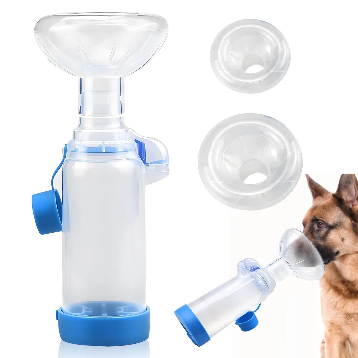 Distanziatore per inalatore per Cani o Gatti,Camera di aerosol inalatore,con 2 Misure di mascherine,per Animali Domestici,Aiuta Gli Animali Domestici a Respirare e dispensare farmaci (Blu)