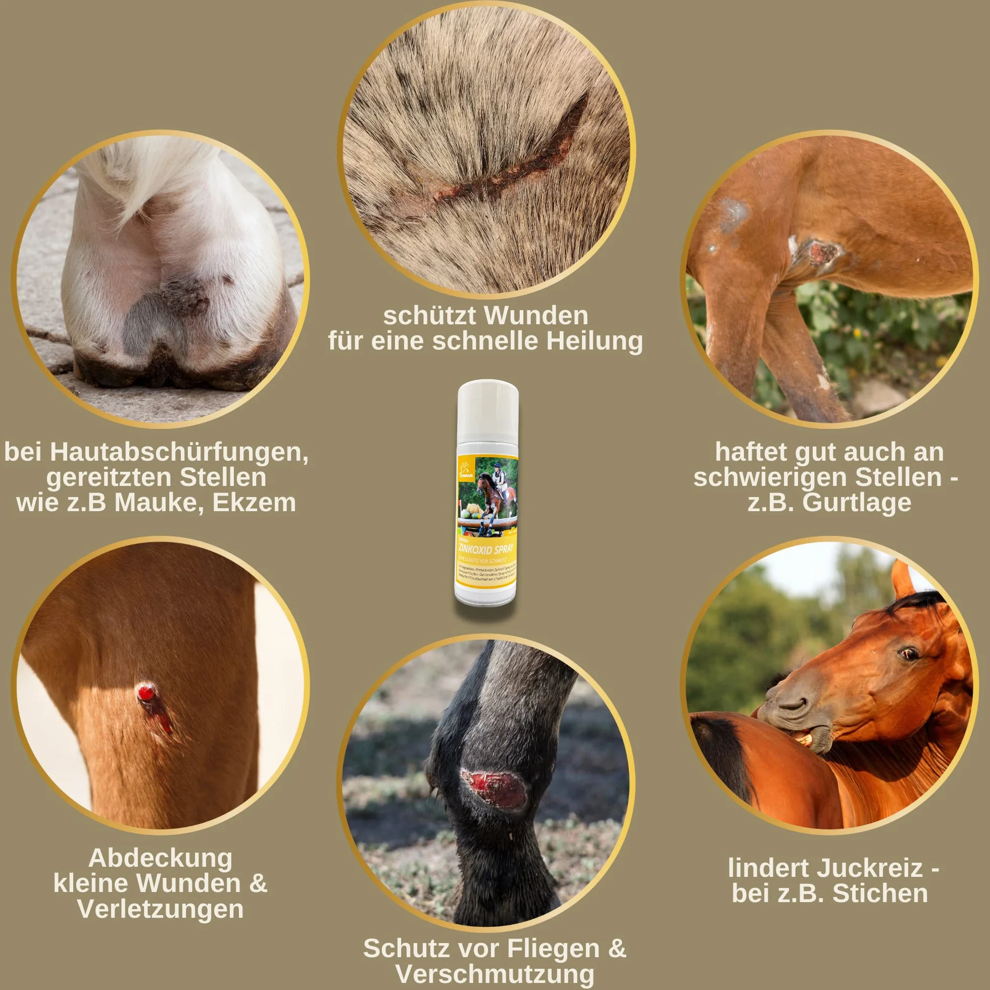 EMMA Zinco Spray Cavallo I Unguento Spray Zinco I Ossido di Zinco Spray per la Protezione delle ferite Cane Gatto I Kit di Pronto Soccorso Cane I Zinco Spray Impermeabile e Traspirante 2 * 200ml