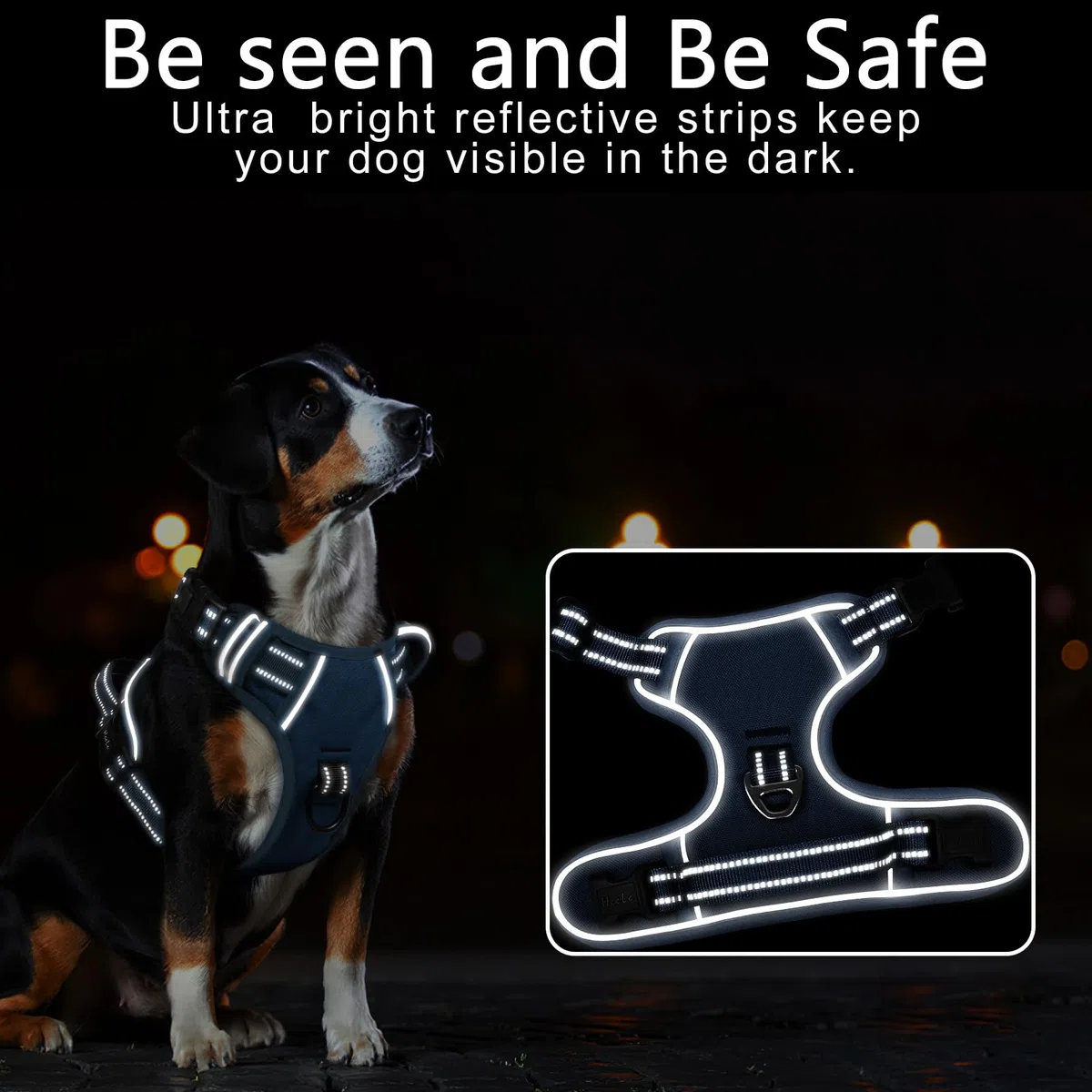 HEELE Pettorina Cane, Imbracatura Sganciata Rapido dal Collo, Pettorina Anti-tiro Riflettente e Regolabile con Maniglia Comoda, Morbida e Imbottita per Cani Piccola Media Grande, Blu Reale L