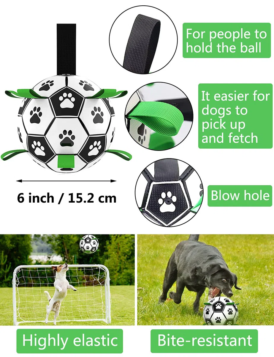 Giocattolo Palla per Cane, Palla di Calcio Del Cane del con le Linguette di Presa, 15 cm Dog Pallone da Calcio Galleggiante, Giocattolo interattivo per Cani di Piccola e Media Taglia