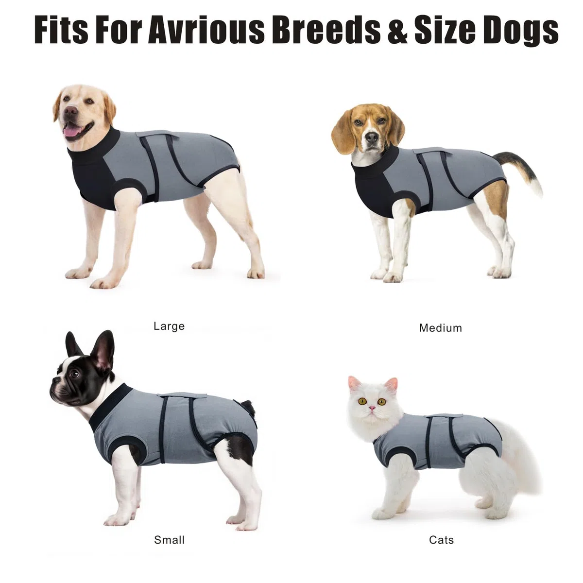 Body Cane Post Operatorio, Tuta Onesie Tutina Cane Post Operatoria per Cani Femmina Spay Maschio Neuter Pet Bodysuit Pigiama Prevenire Ferite Leccare Camicia (Grigio, XL)