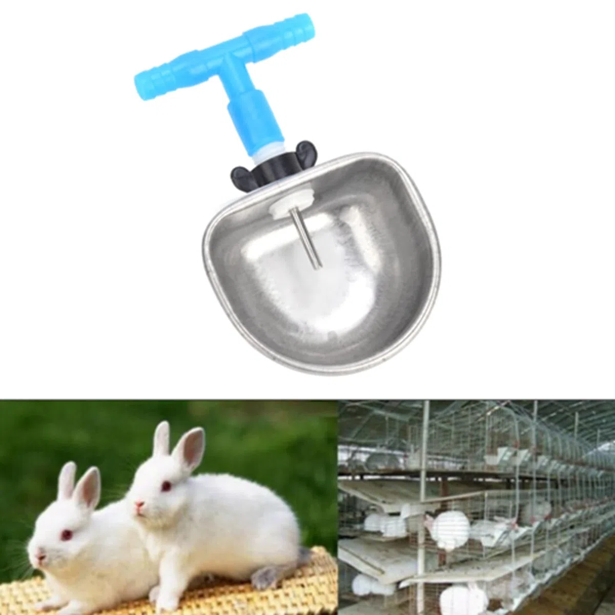 10 Set Bevitore di Coniglio in Acciaio Inossidabile, Distributore di Acqua per Conigli Ciotola per Acqua Potabile Bevitore di Coniglio Automatico Rimovibile Appeso Gabbia per (T-shirt siamese)