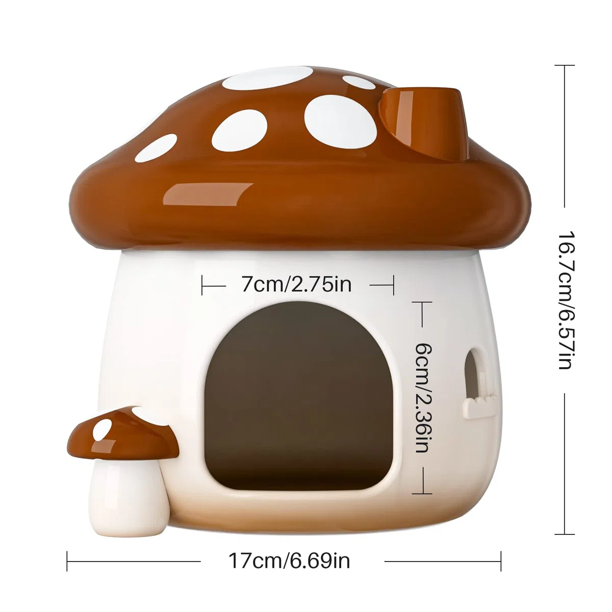 BUCATSTATE Hamster Hideout Ceramica Fungo Criceto Casa e Habitat Cool Bed Ideale per tutte le stagioni Criceto Nano Gerbils Golden Bear (Marrone-Grande)