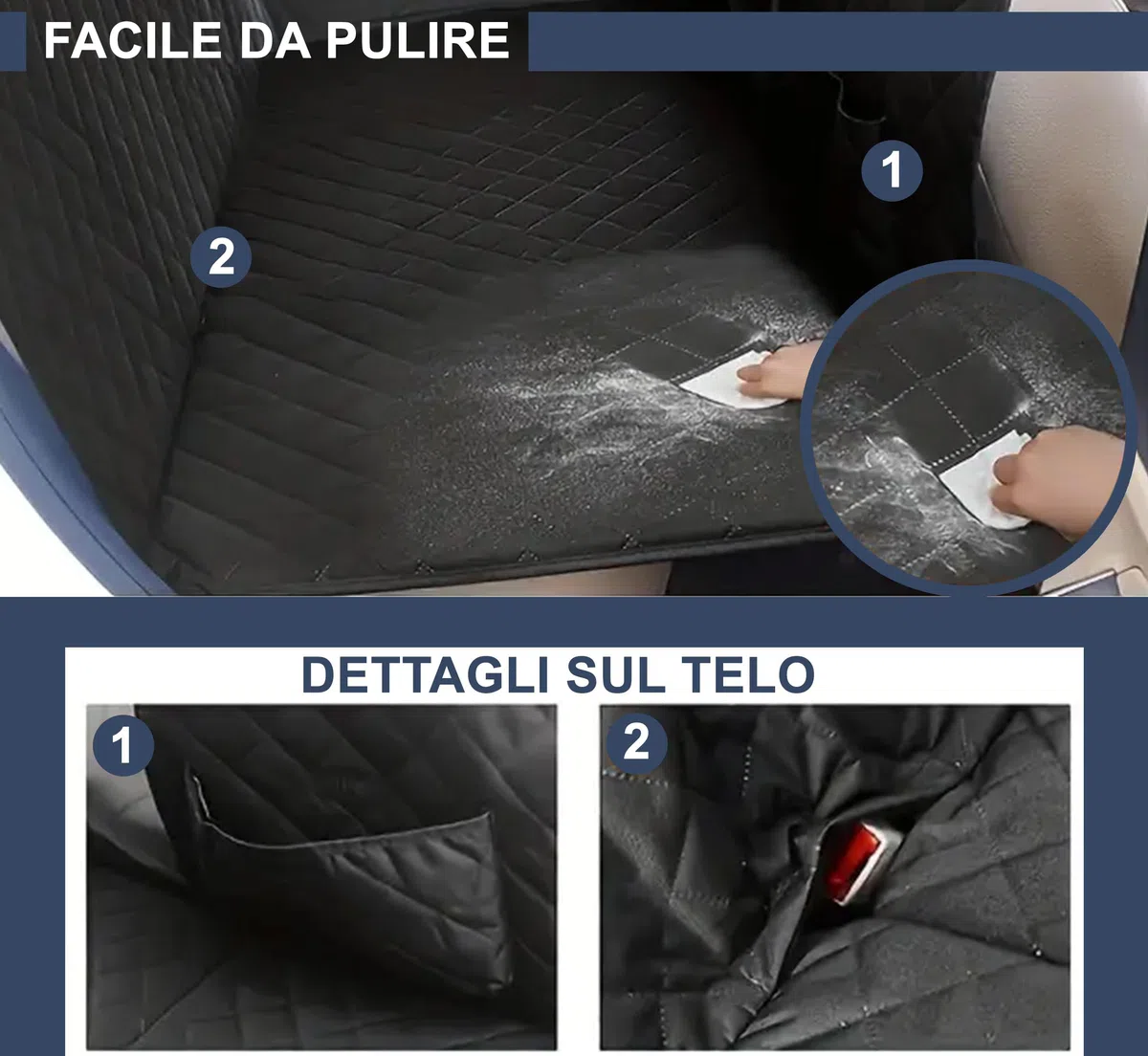 Auto Accessori Lupex Coprisedile Auto per Cani, Telo sedili Posteriore per Animali Domestici, tessuto Oxford Antiscivolo Antigraffiato con Alette Laterali, Impermeabile con Finestre a Maglie