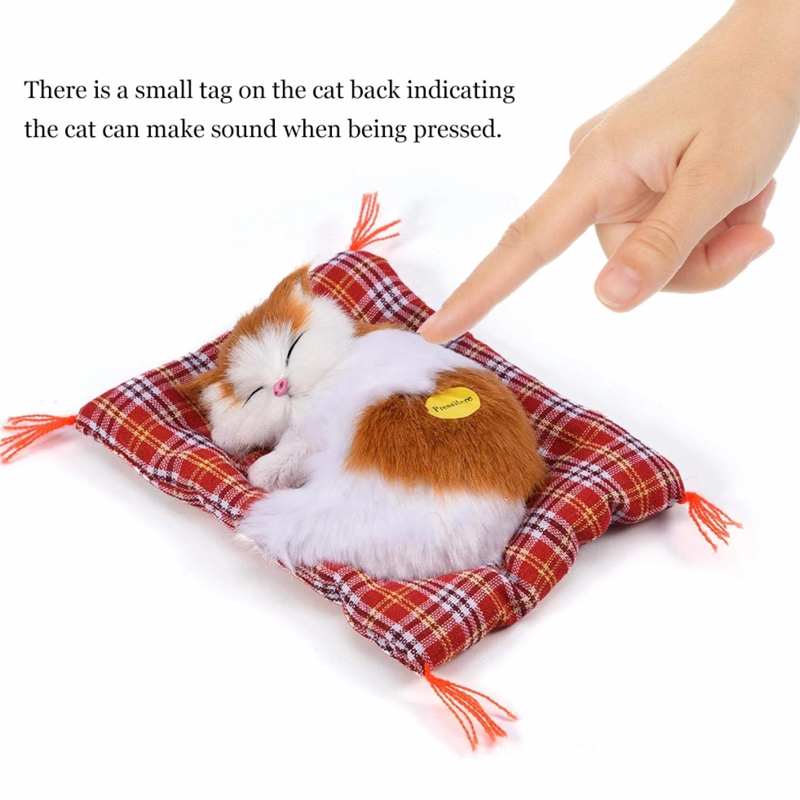 Simulazione Peluche Gatto Giocattolo, 4 Tipi Simulazione Peluche Gatto Peluche Giocattolo Sonoro Decorazione della Casa - per Bambini(Giallo + Bianco)