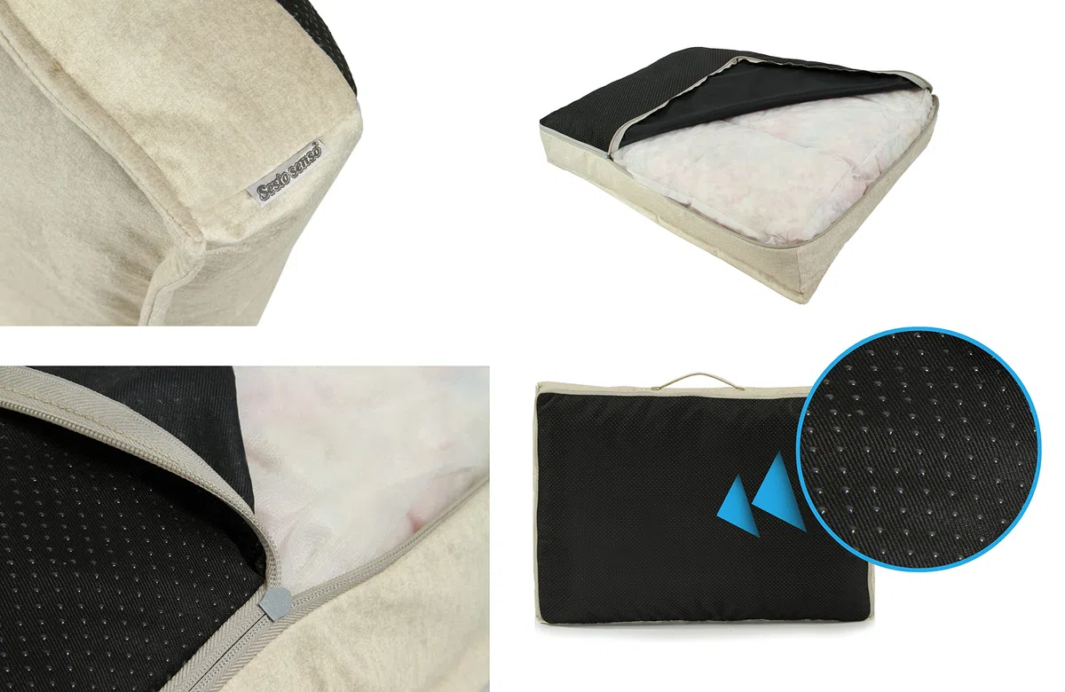 sesto senso Rivestimento di Ricambio di Alta qualità Rimovibile per Cane Gatto Chiusura Lampo Fondo Antiscivolo Monolith 02 M 70x50 Beige Ecru Avorio