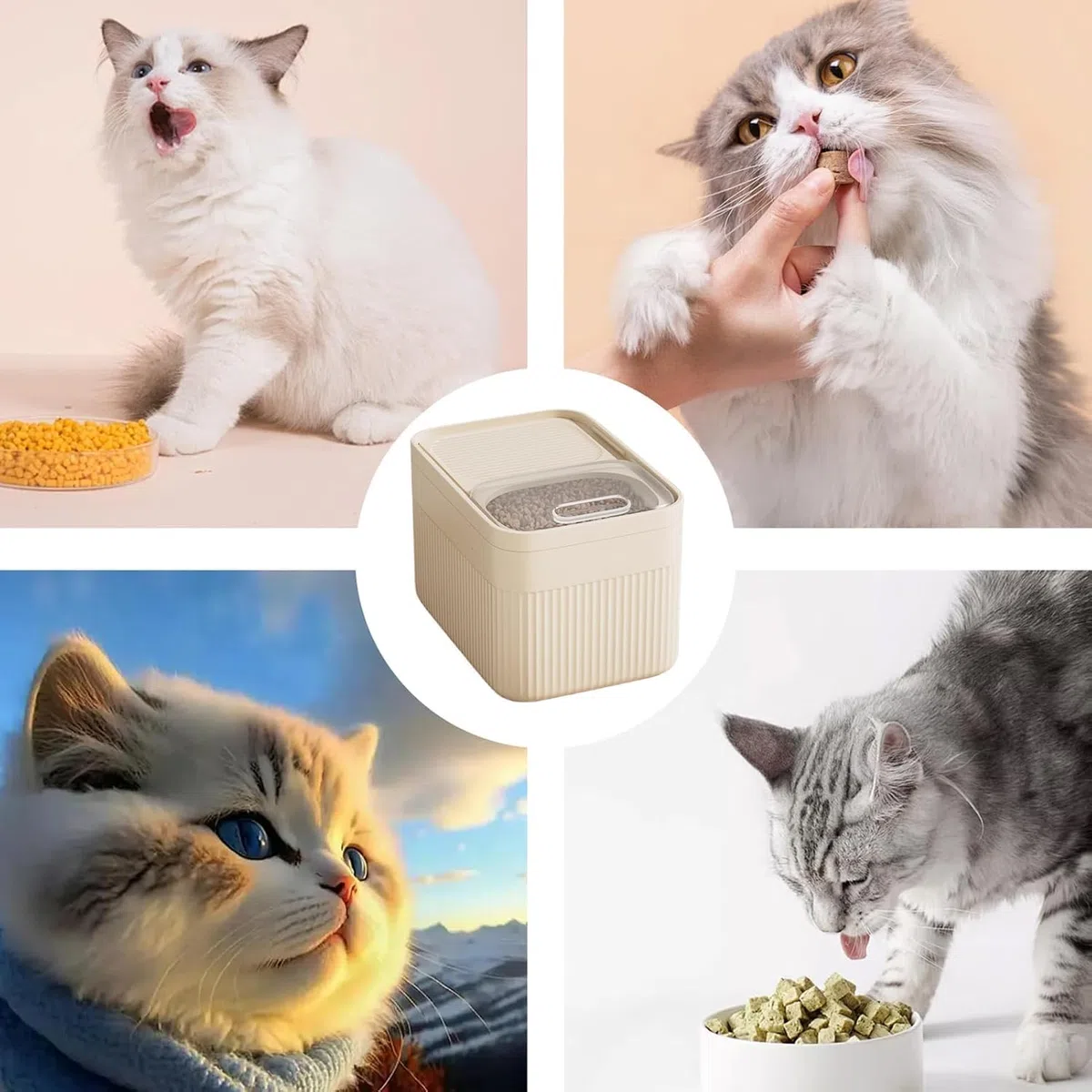 Contenitore ermetico per mangimi per animali domestici fino a 6,5 kg per cani, gatti e altri alimenti per animali domestici con misurino, secchio di stoccaggio