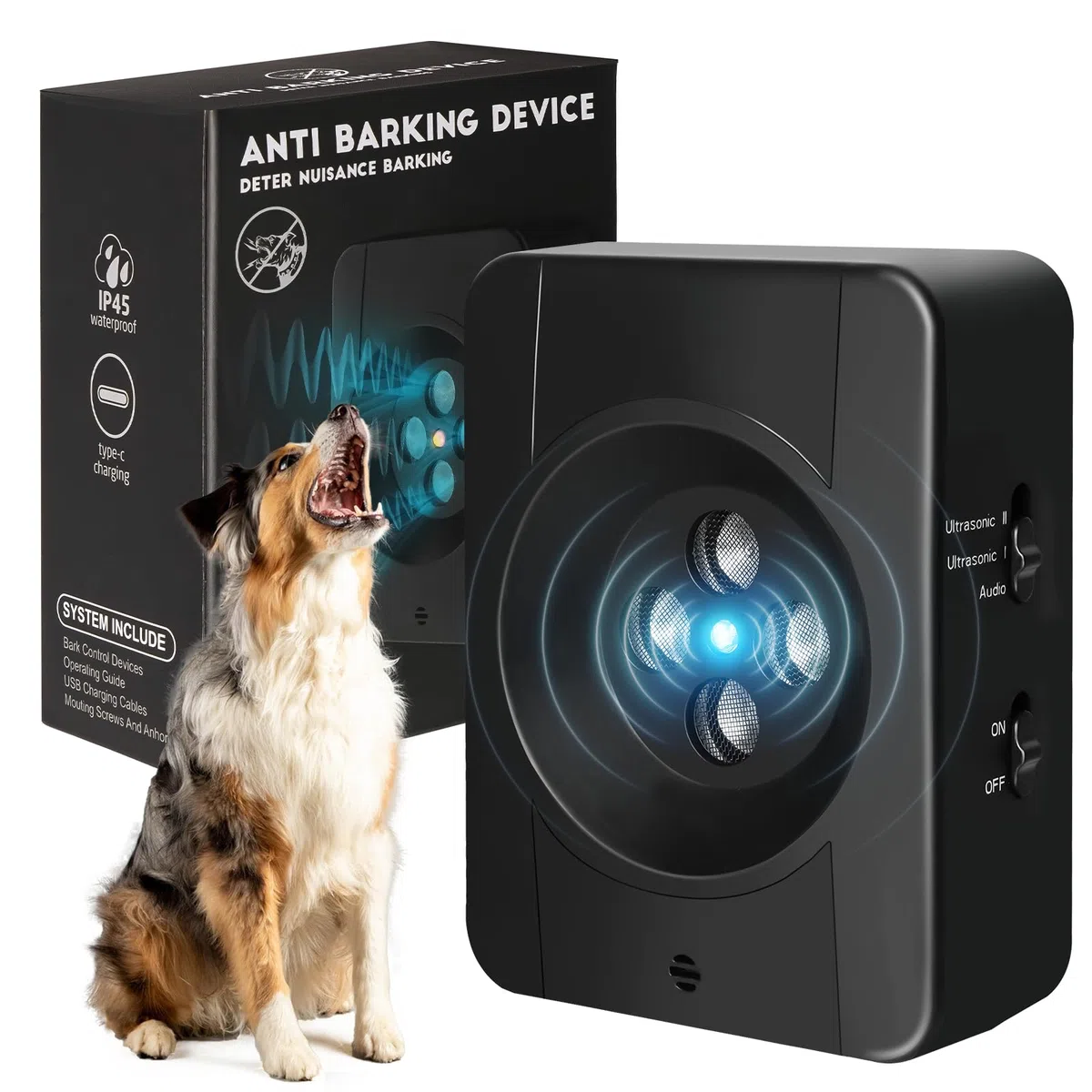 Ultrasuoni per Cani, 3 Modes Antiabbaio per Cani Ultrasuoni, 33FT Dispositivo Antiabbaio per Interni ed Esterni Cani Piccoli e Grandi