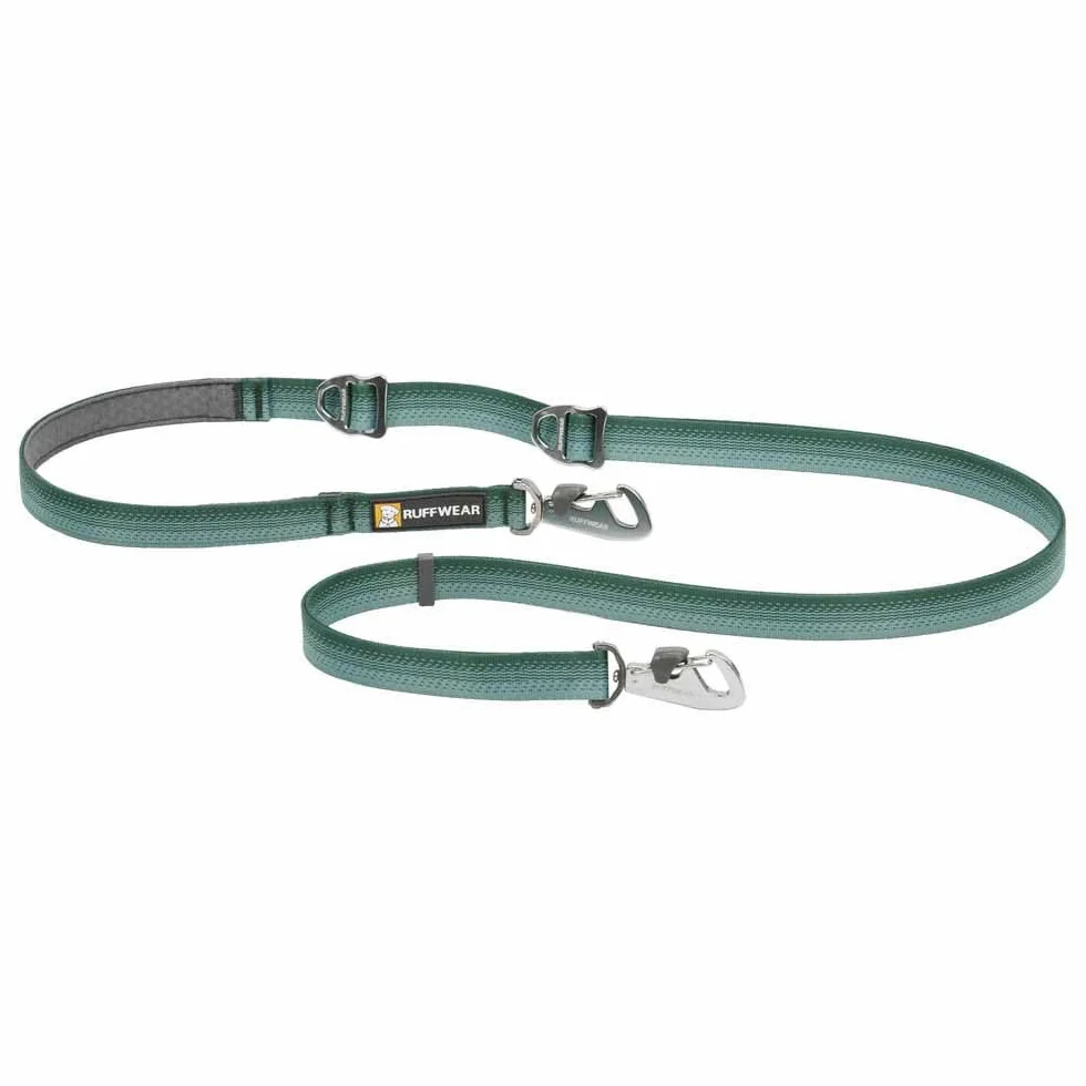 RUFFWEAR Guinzaglio per cani Switchbak, Guinzaglio a doppia estremità per cani, Guinzaglio per cani regolabile e robusto, Guinzaglio da addestramento per cani a mani libere da tenere River Rock Green