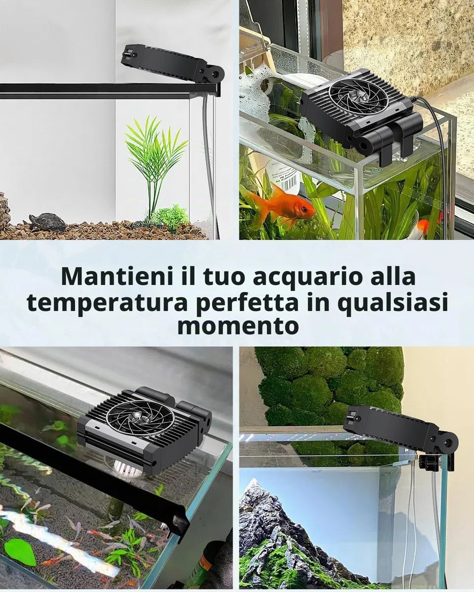 Pawfly Raffreddatore per acquari, per acquari Silenzioso, Ventilatore per acquari con velocità Regolabile e Timer, raffreddatore d'Acqua per terrari per vasche Fino a 40 cm (1 Ventilatore)