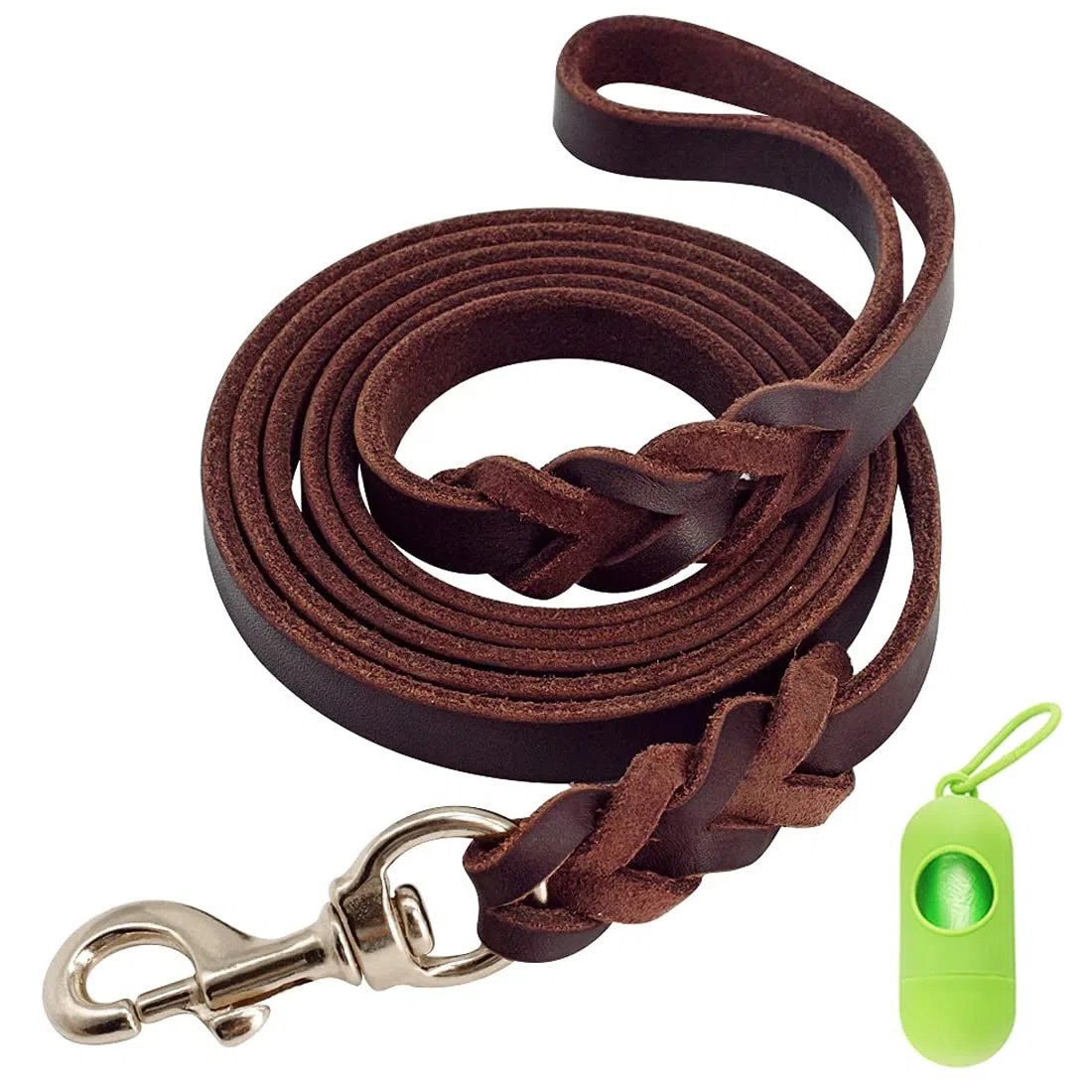 Guinzaglio in Pelle per Cani 1,2m / 1,6m / 2,1m - Addestramento Intrecciato a Mano - Cintura in Corda di Sicurezza per Taglia Media e Grande da Compagnia