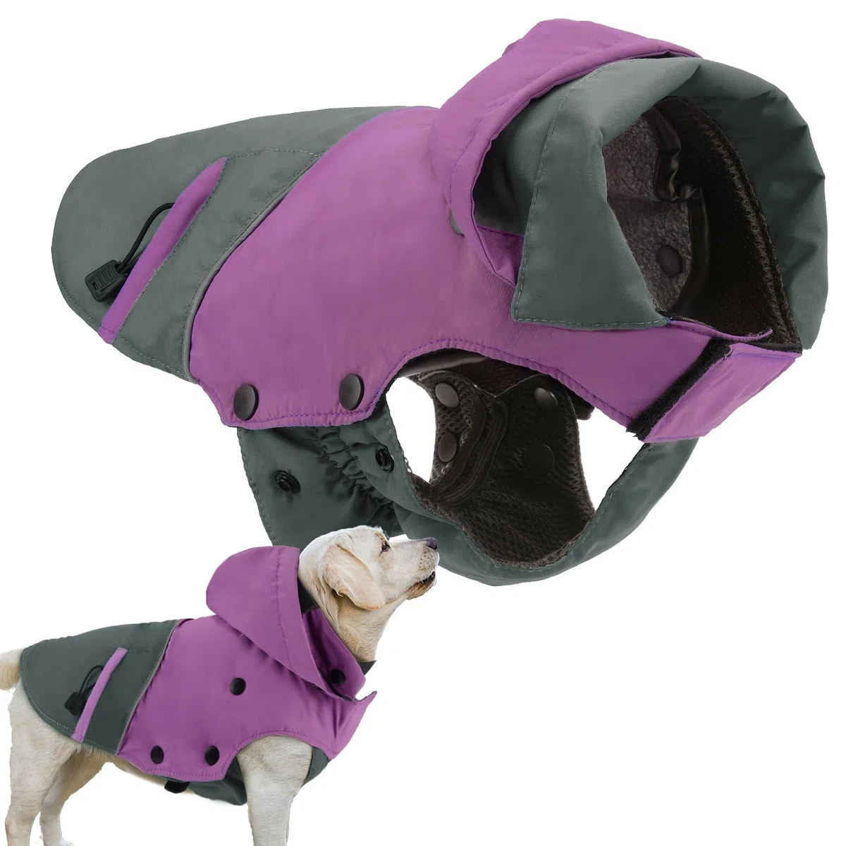 PETLOFT Giacca Invernale per Cani, Resistente Cappotto Invernale Riflettente con Fodera in pile Rimovibile