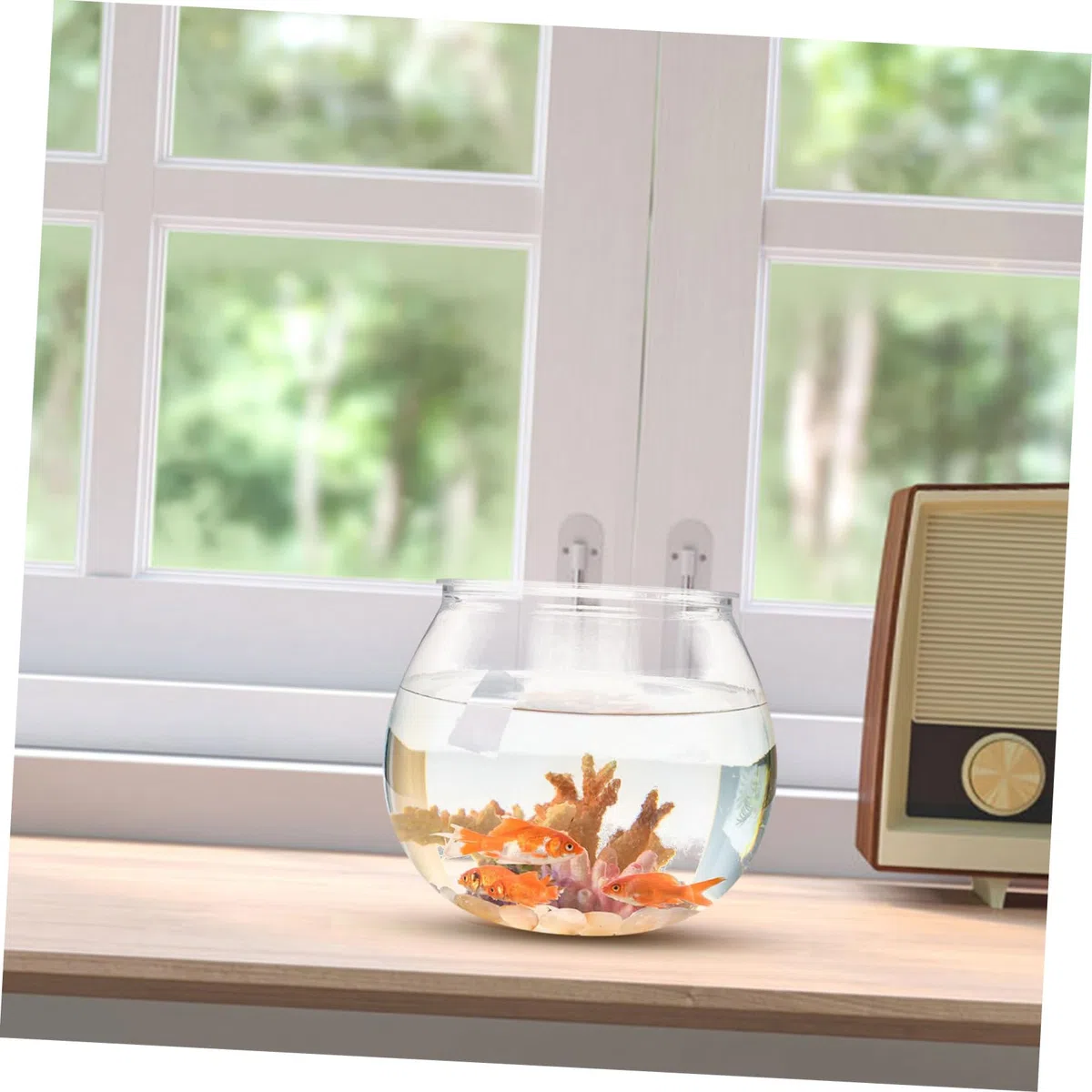 Angoily Acquario da Tavolo Boccia per Pesci in Plastica Trasparente Set 3 Pezzi Decorazione per Design Robusto Adatto per Pesci e Gamberetti