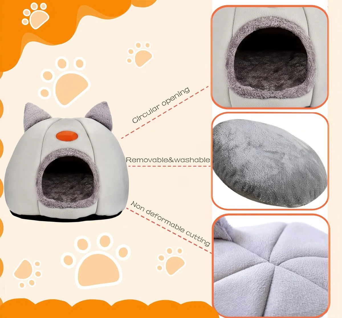 Cuccia per Gatti a Forma di Testa di Gatto | Design 2-in-1 come Tana Morbida o Cuscino | Regalo Perfetto
