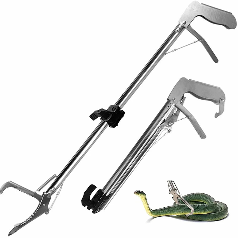 KLOVA Pinze per serpenti professionali da 28 "40" 47" Heavy Duty Snake Catcher Morsetto in metallo Grabber Wide Jaw Pieghevole Handling Tool rettile catcher