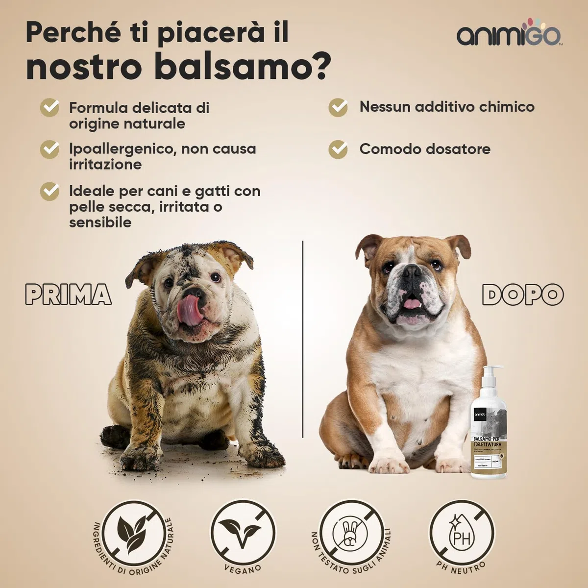 Balsamo per Cani e Gatti 500ml, Oli Minerali, Olio di Cocco, Avocado, Sciogli Nodi Pelo Cane e Gatto Lungo, Corto, Balsamo Cani per Toelettatura, Fragranza di Lavanda, PH Neutro, Vegano, con Dosatore