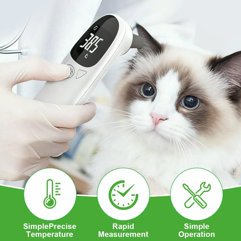 Monitor della temperatura dell'orecchio del cane, termometro per cani e gatti, termometro digitale per animali domestici con display a LED, termometro portatile per cani, gatti e animali