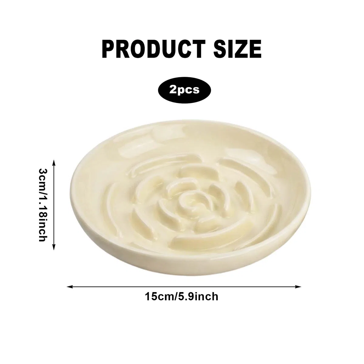 Set 2 Ciotole per Gatti in Ceramica con Tappetino in Silicone Antiscivolo, 15cm Ciotola Anti Ingozzamento Gatto Grande Capacità per Acqua Cibo, Facile da Pulire, Gatti Cani Piccoli, Anti-Ribaltamento