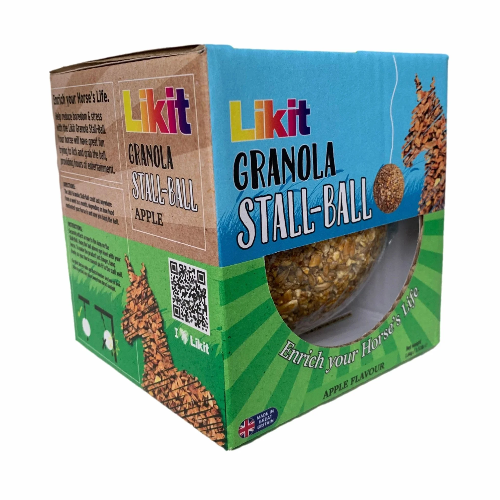 Likit Granola Stall-Ball Horse Treat 1,6 kg | Sapori di mela, bacca mista, menta piperita, melassa | lunga durata, noia e antistress | 1,6 kg
